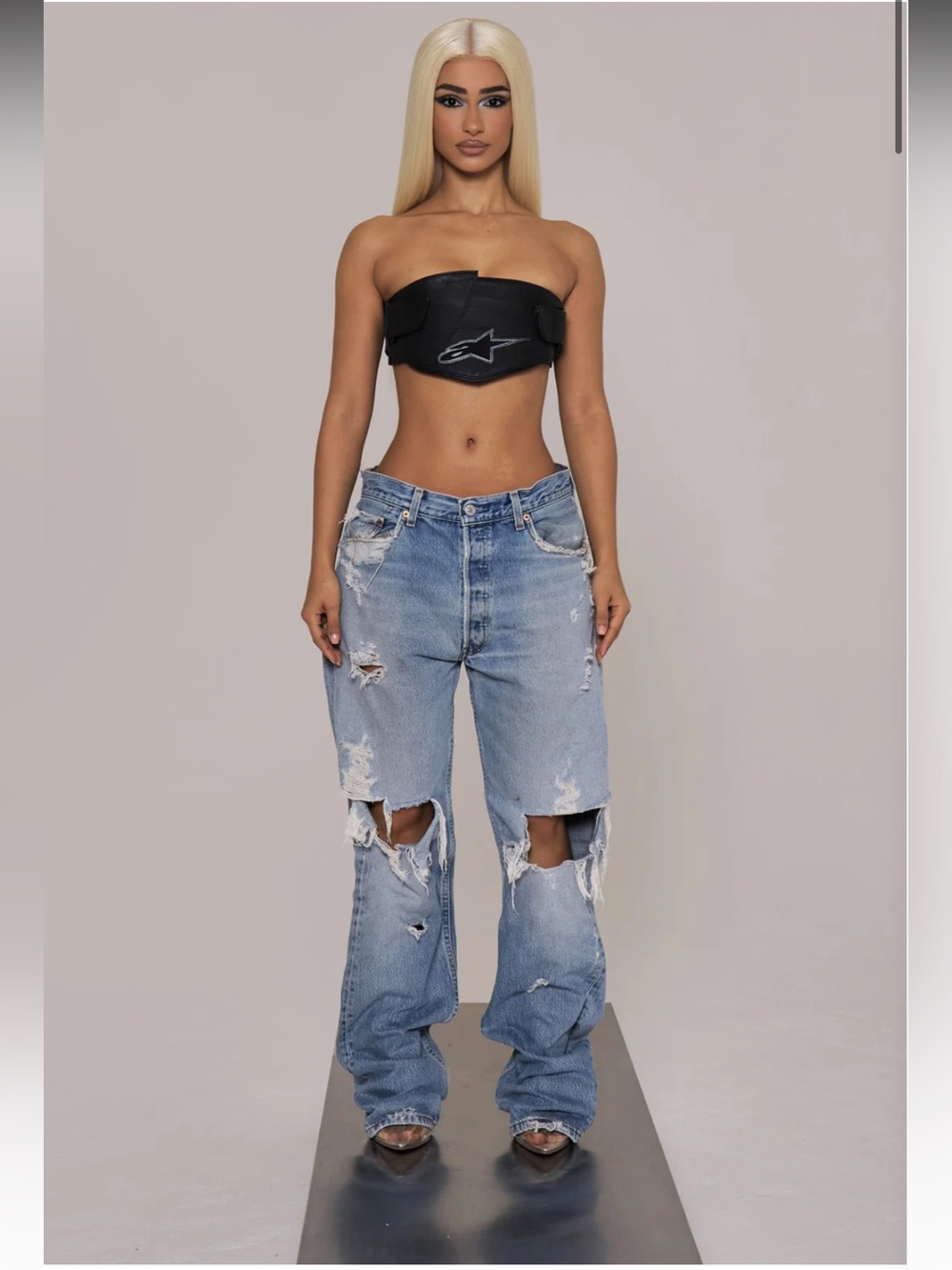 Casey Jean Light Blue Distressed Low-Rise Women's Jeans